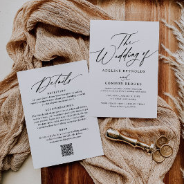 Elegante moderne kalligrafie bruiloft QR-code Kaart