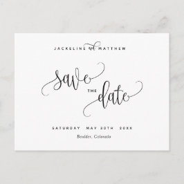 Elegante moderne kalligrafie bruiloft Save the Dat Briefkaart