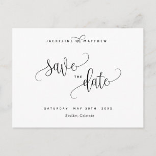 Elegante moderne kalligrafie bruiloft Save the Dat Briefkaart