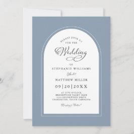 Elegante moderne kalligrafie bruiloft stoffig blau kaart