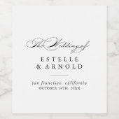Elegante moderne kalligrafie bruiloft wijn labels etiket (Enkel label)