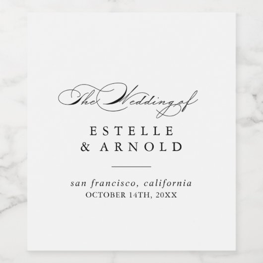 Elegante moderne kalligrafie bruiloft wijn labels wijn etiket (Enkel label)