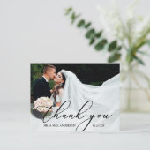 Elegante Moderne Kalligrafie Dank Je Wel Trouwdag Briefkaart (Staand voorkant)