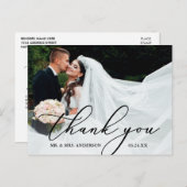 Elegante Moderne Kalligrafie Dank Je Wel Trouwdag Briefkaart (Voorkant / Achterkant)