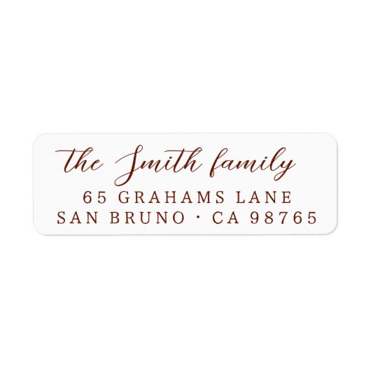 Elegante moderne kalligrafie familienaam rood etiket (Voorkant)