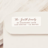 Elegante moderne kalligrafie familienaam rood etiket