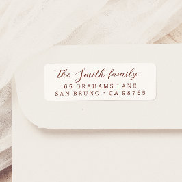 Elegante moderne kalligrafie familienaam rood etiket