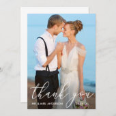 Elegante moderne kalligrafie foto bruiloft bedankkaart (Voorkant / Achterkant)