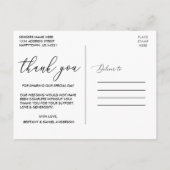 Elegante moderne kalligrafie foto bruiloft dank u briefkaart (Achterkant)