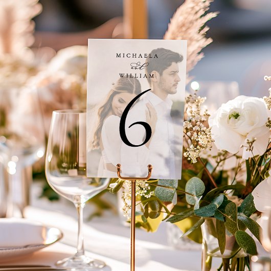 Elegante moderne kalligrafie foto bruiloft kaart