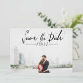Elegante moderne kalligrafie foto Save the Date (Staand voorkant)