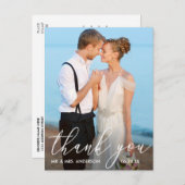 Elegante moderne kalligrafie foto trouw dank je briefkaart (Voorkant / Achterkant)