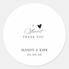 Elegante moderne kalligrafie huwelijksgunststicker ronde sticker