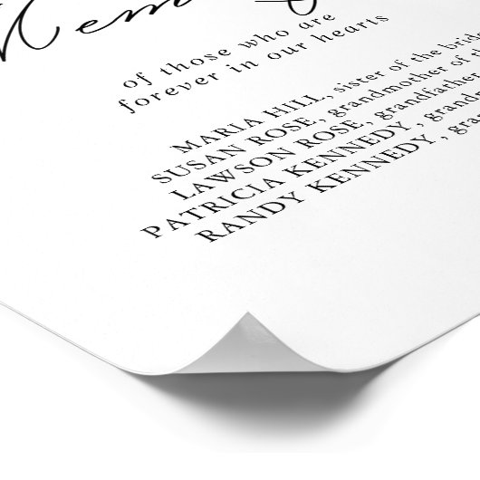 Elegante moderne kalligrafie In Liefdevolle Herinn Poster (Hoek)