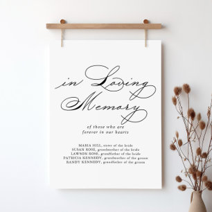 Elegante moderne kalligrafie In Loving Memory bord Poster