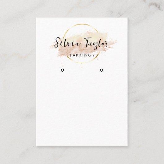 Elegante moderne kalligrafie kunst oorbel display visitekaartje (Voorkant)