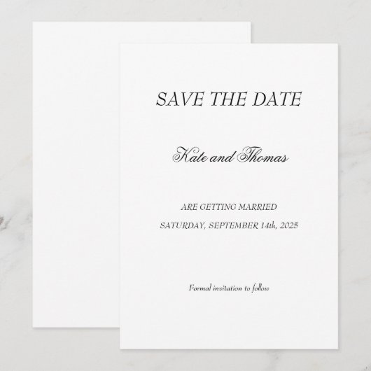 Elegante moderne kalligrafie minimalistische chiqu save the date (Voorkant / Achterkant)