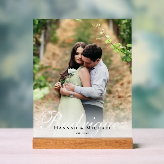 Elegante Moderne Kalligrafie Naam Bruiloft Acryl Bord (Neutraal)