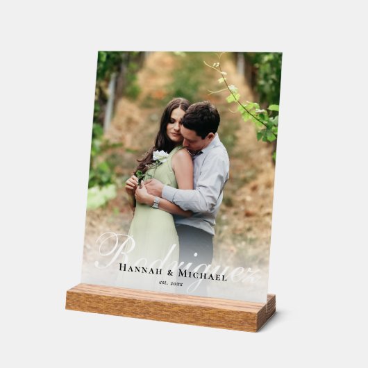 Elegante Moderne Kalligrafie Naam Bruiloft Acryl Bord (Hoek)