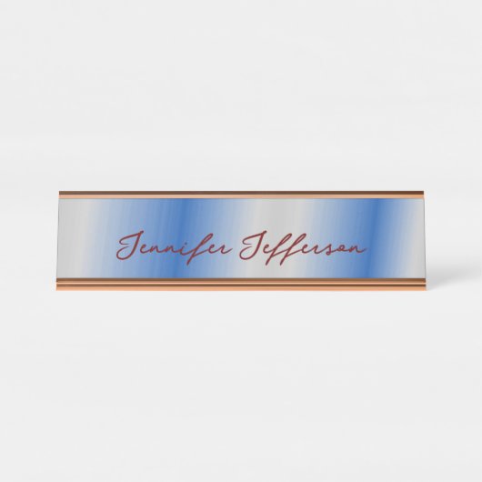 Elegante Moderne Kalligrafie Naam Professioneel Bl Bureau Naambordje (Voorkant)