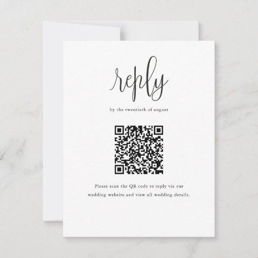 Elegante Moderne Kalligrafie QR Code Bruiloft RSVP Kaartje (Voorkant)