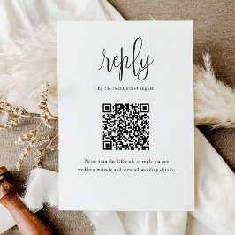 Elegante Moderne Kalligrafie QR Code Bruiloft RSVP Kaartje