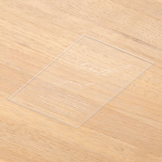 Elegante moderne kalligrafie romige bruiloft acryl uitnodigingen (Laagn)