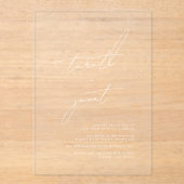 Elegante moderne kalligrafie romige bruiloft acryl uitnodigingen (Voorkant)