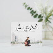 Elegante moderne kalligrafie Save the Date Aankondigingskaart (Staand voorkant)