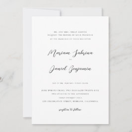 Elegante moderne kalligrafie schrift witte trouwda kaart