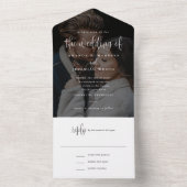 Elegante moderne kalligrafie script foto bruiloft all in one uitnodiging (Binnen)