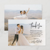 Elegante moderne kalligrafie script foto bruiloft bedankkaart (Voorkant / Achterkant)