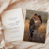 Elegante moderne kalligrafie script foto bruiloft kaart