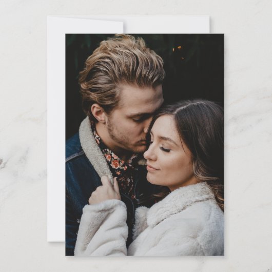 Elegante moderne kalligrafie script foto bruiloft kaart (Achterkant)