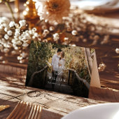 Elegante moderne kalligrafie script foto bruiloft plaatskaartje