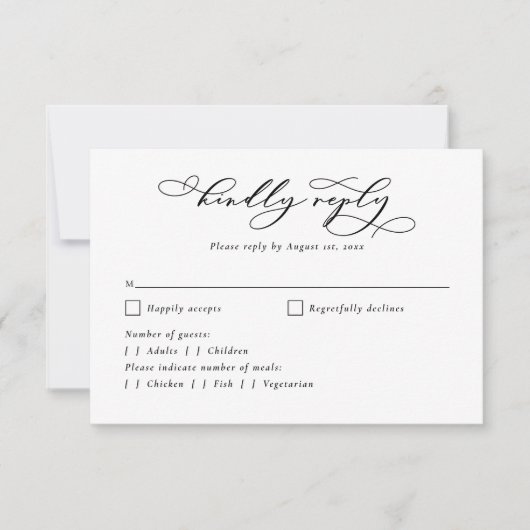 Elegante moderne kalligrafie script foto bruiloft RSVP kaartje (Voorkant)