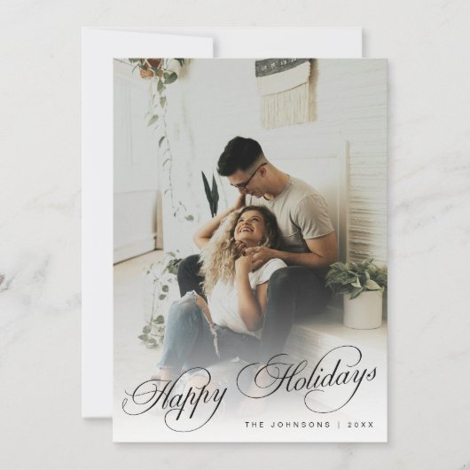 Elegante moderne kalligrafie script Kerst foto Feestdagenkaart (Voorkant)