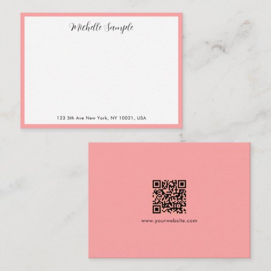Elegante moderne kalligrafie script naam QR-code Notitiekaartje (Voorkant / Achterkant)