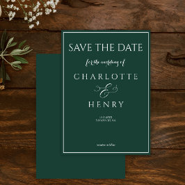 Elegante moderne kalligrafie script smaragd groen save the date