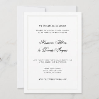 Elegante moderne kalligrafie script wit bruiloft kaart