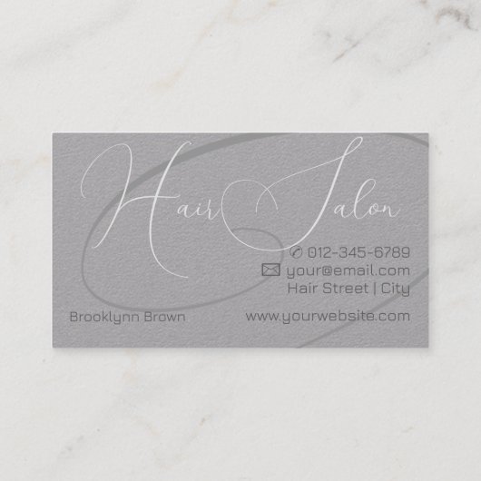 Elegante Moderne Kalligrafie Signature Haarsalon Visitekaartje (Achterkant)