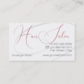 Elegante Moderne Kalligrafie Signature Haarsalon Visitekaartje (Achterkant)