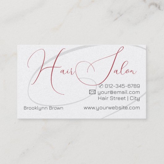 Elegante Moderne Kalligrafie Signature Haarsalon Visitekaartje (Achterkant)