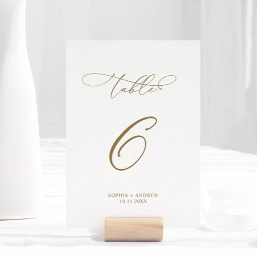 Elegante moderne kalligrafie tafel 6 bruiloft kaart