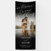 Elegante moderne kalligrafie Welkom foto bruiloft Spandoek (Verticaal)