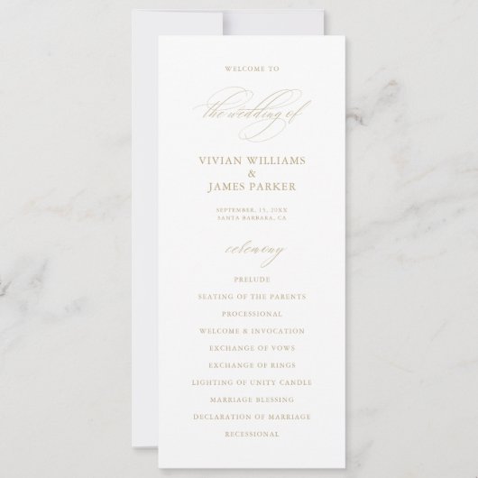 Elegante moderne kalligrafie witte bruiloft progra (Voorkant)