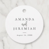 Elegante moderne kalligrafie zwart-wit bruiloft bedankjes labels (Voorkant)