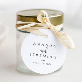 Elegante moderne kalligrafie zwart-wit bruiloft bedankjes labels