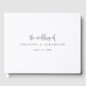 Elegante moderne kalligrafie zwart-wit bruiloft gastenboek (Voorkant)