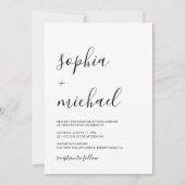 Elegante moderne kalligrafie zwart & wit bruiloft kaart (Voorkant)